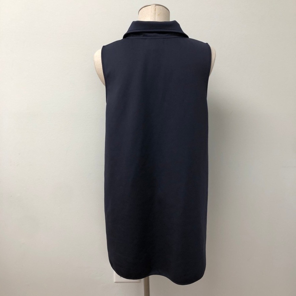 SSYS The Label Sleeveless Polo Dress Womens L Navy Blue Snap Collar Mini Sporty - Picture 3 of 6
